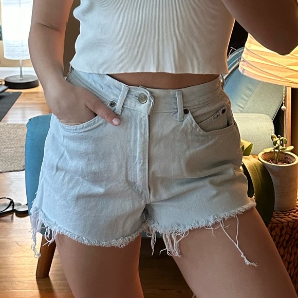 High-Waisted Denim Shorts - Picture 1 of 3